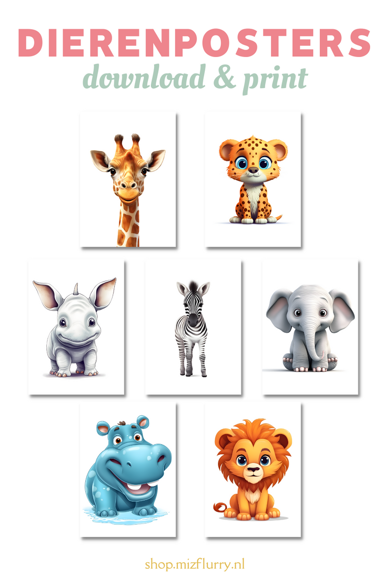 Dieren Posters Safari Jungle Set van