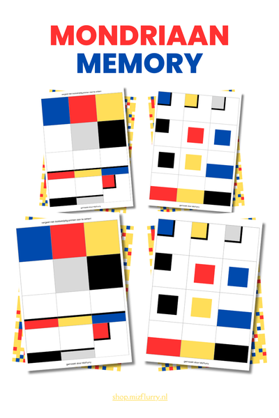 Mondriaan memory spel - zelf printen