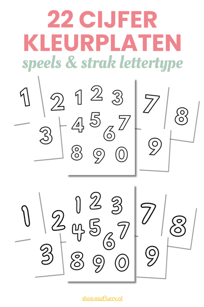 22 cijfer kleurplaten - strak en speels