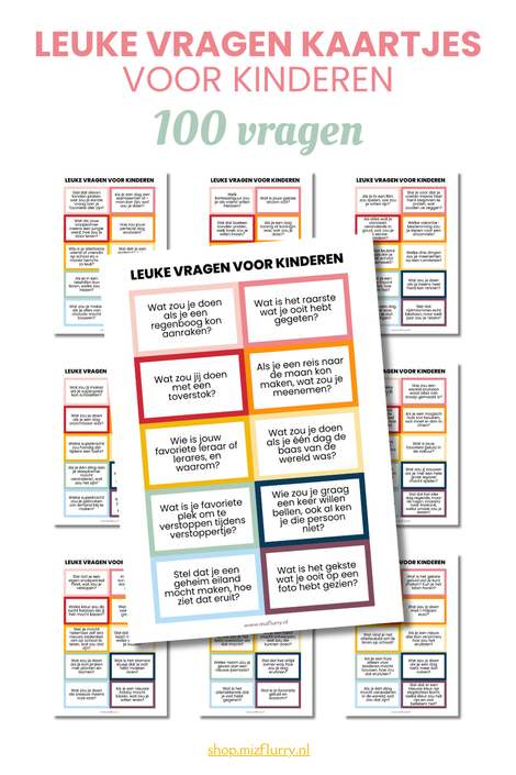 vragen kaartjes voor kinderen - 100 vragen