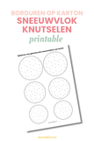 Winterknutsel sneeuwvlok borduren op karton printable